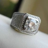 wish Square diamond-encrusted men's diamond rings, popular and versatile diamond-encrusted ring accessories from Europe and America, wholesale variety Specification image